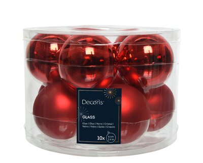 10 MIXED GLASS BAUBLES - CHRISTMAS RED - image 1