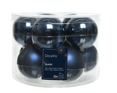 10 MIXED GLASS BAUBLES - NIGHT BLUE - image 1