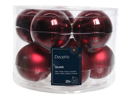 10 MIXED GLASS BAUBLES - OXBLOOD - image 1